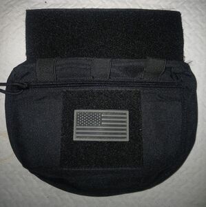 Black Velcro Drop Pouch With American Flag Patch.